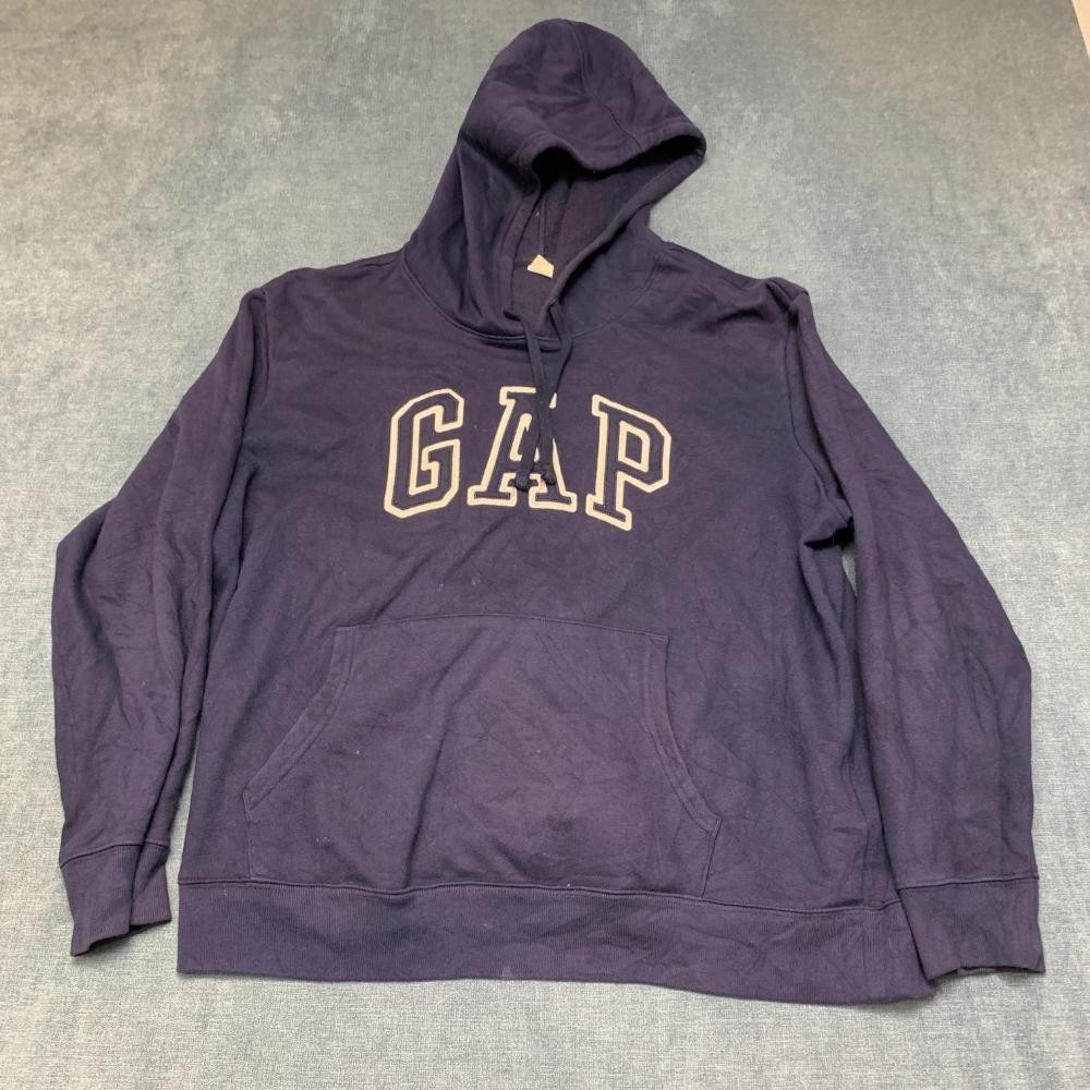 Y2K Gap Hoodie Mens XL Navy Cotton Iconic Arch Logo Kangaroo Pocket